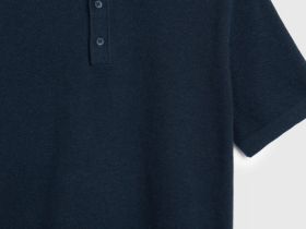 Поло из текстурной ткани, Синий