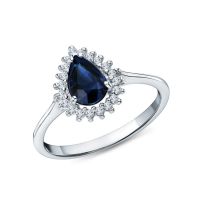 Серебряное кольцо с сапфиром и фианитами