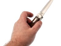 Автоматический многопредметный нож Mikov Predator, сталь 420, рукоять палисандр, кожаный чехол