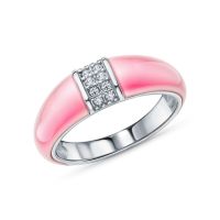 Серебряное кольцо с эмалью и фианитами