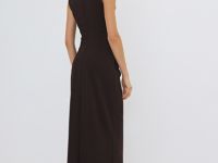 Трикотажное платье со сборками, Коричневый