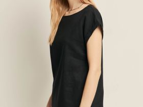 Блузка с коротким рукавом и добавлением льна