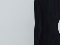 Расклёшенное платье в рубчик, Черный