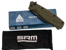 Складной нож SRM 221X-GP blackwash сталь 14C28N, рукоять OD Green G10