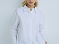 Свободная рубашка из хлопка Оксфорд, Белый