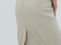 Прямая юбка миди из искусственной кожи, Бежевый