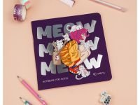 Записная книжка на скрепке MESHU "Meow" 170*170 мм 40 л 80 г, soft-touch ламинация, тиснение фольгой