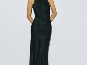 Сатиновое платье с американской проймой, Серый