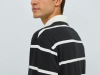 Поло в полоску с длинным рукавом, Коричневый