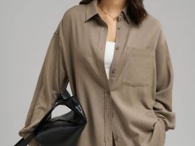 Рубашка объемного кроя со льном