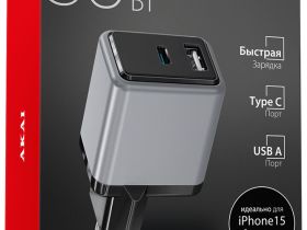 Зарядное устройство Akai CH-6A33 USB/USB-C 30 Вт Серое