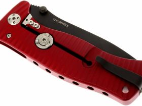 Нож складной LionSteel SR1A RB RED, сталь D2 Black Finish, рукоять алюминий (Solid®), красный
