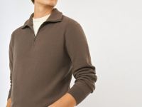 Текстурный джемпер на молнии, Коричневый