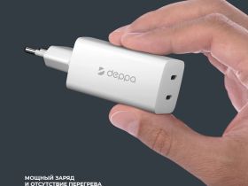 Сетевое зарядное устройство Deppa (11445) Wall charger GaN 65W 3.0А 2хType-C (белый)