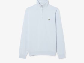 Мужской хлопковый свитер Lacoste на молнии с высоким воротом