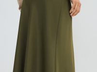 Юбка А-силуэта из сатина, Зеленый