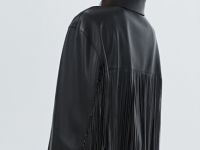 Рубашка из искусственной кожи с бахромой, Коричневый