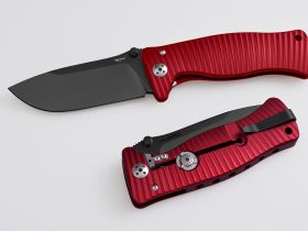 Нож складной LionSteel SR1A RB RED, сталь D2 Black Finish, рукоять алюминий (Solid®), красный