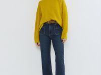 Широкие эластичные джинсы, Синий