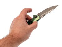 Складной нож TUOTOWN Guerrero, сталь M390, рукоять Green Crystal Ti/Green Carbon Fiber