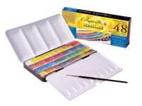 Набор акварели Sennelier "Artists" в полукюветах 48 цв + 1 кисть , металл