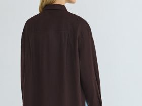 Рубашка с длинным рукавом из смесового льна, Коричневый