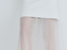 Двуслойная юбка с полупрозрачным подолом, Белый