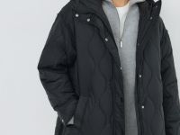 Удлинённая куртка с капюшоном, Черный