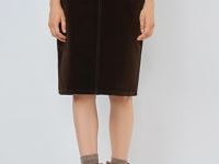 Джинсовая юбка с бархатным напылением, Коричневый