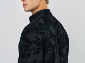 Куртка-рубашка из бархатистой ткани, Черный