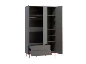 Распашной шкаф Изи 3-130x220 Графитовый/оранжевый