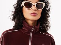Женская велюровая толстовка Lacoste оверсайз на молнии