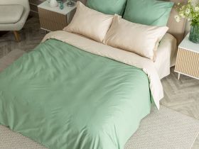 Постельное белье Smoke green & Cream