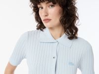 Женский лёгкий свитер Lacoste с коротким рукавом и воротником-поло