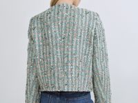 Укороченный твидовый жакет, Зеленый