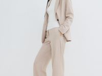 Прямые брюки из трикотажа, Бежевый