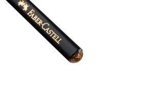 Карандаш чернографитный Faber-Castell "Sparkle Black" B, трехгранный, заточен., черный/золотой