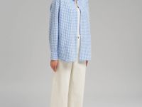 Рубашка объемного кроя в клетку