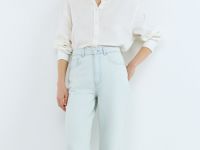 Джинсы Баррел с высокой посадкой, Голубой