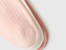 Высокие носки в рубчик для девочек, 3 пары, Оранжевый