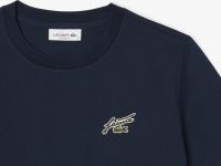 Женская хлопковая футболка свободного кроя с нашивкой Lacoste
