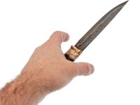 Авторский нож Медведь, сталь мозаичный дамаск, подарочная шкатулка