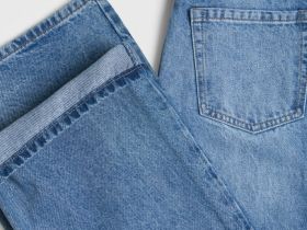 Широкие джинсы с высокой посадкой, Голубой