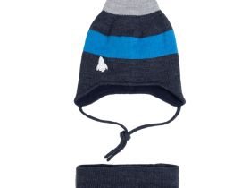 Комплект вязаный для мальчика: шапка, снуд