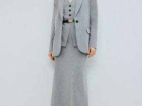 Юбка макси из поливискозы, Серый