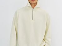 Толстовка с воротником-стойкой на молнии, Белый