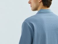 Поло из текстурной хлопковой ткани, Синий