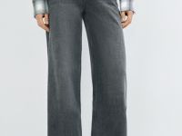 Утеплённые широкие джинсы, Серый