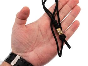 Темляк большой с бусиной "Охота на мамонта", черный