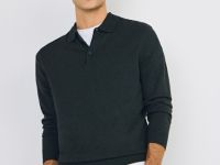 Вязаный джемпер-поло с длинным рукавом, Серый